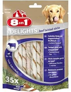 8in1 Delights Twisted Sticks Beef XS Pour Chien X 35
