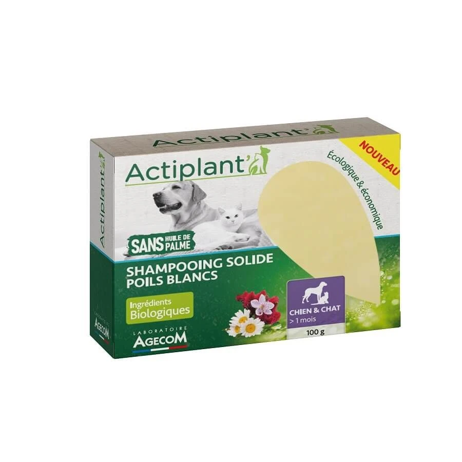 Actiplant Shampooing Solide Poils Blancs Chien Chat 100 G