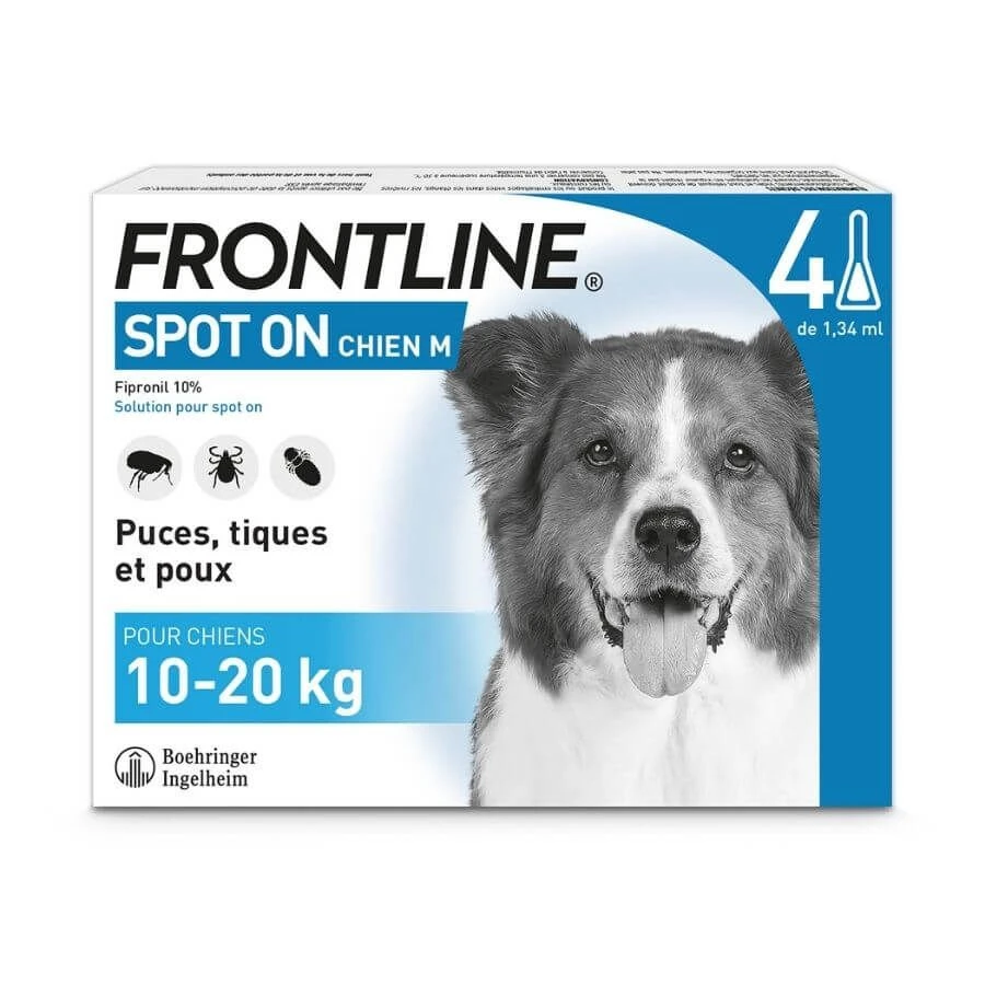Frontline Spot On Chien De 10-20 Kg 4 Pipettes 3 Frontline Spot On Chien De 10-20 Kg 4 Pipettes