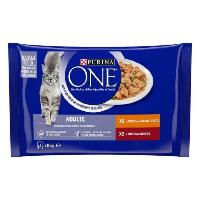 Purina One Chat Adulte Poulet Bœuf 4 X 85 G 3 Purina One Chat Adulte Poulet Bœuf 4 X 85 G